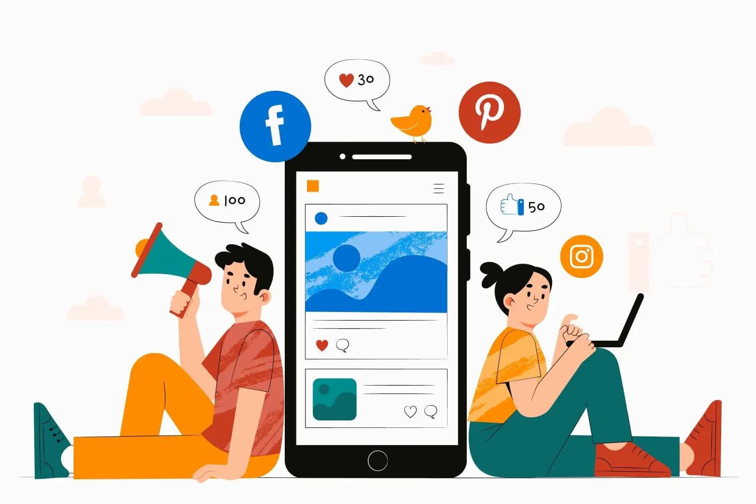 Social-Media-Beiträge auf verschiedenen Geräten